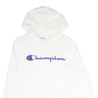 CHAMPION Mens White Hoodie S Cotton Blend Pullover Logo Sweatshirt