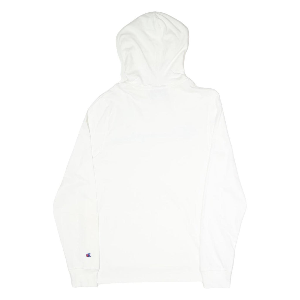 CHAMPION Mens White Hoodie S Cotton Blend Pullover Logo Sweatshirt