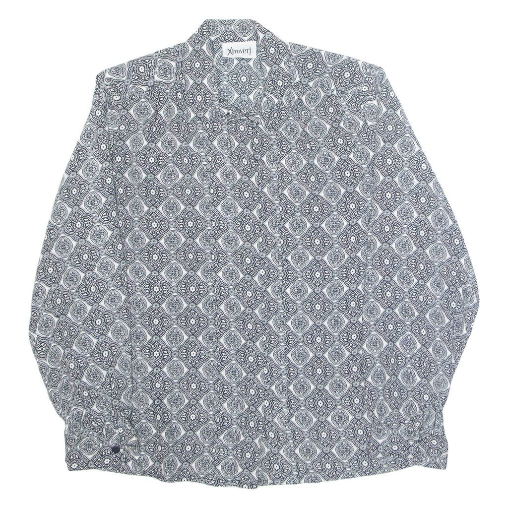 XTROVERT Womens Printed Shirt Black Collared Long Sleeve Geometric M