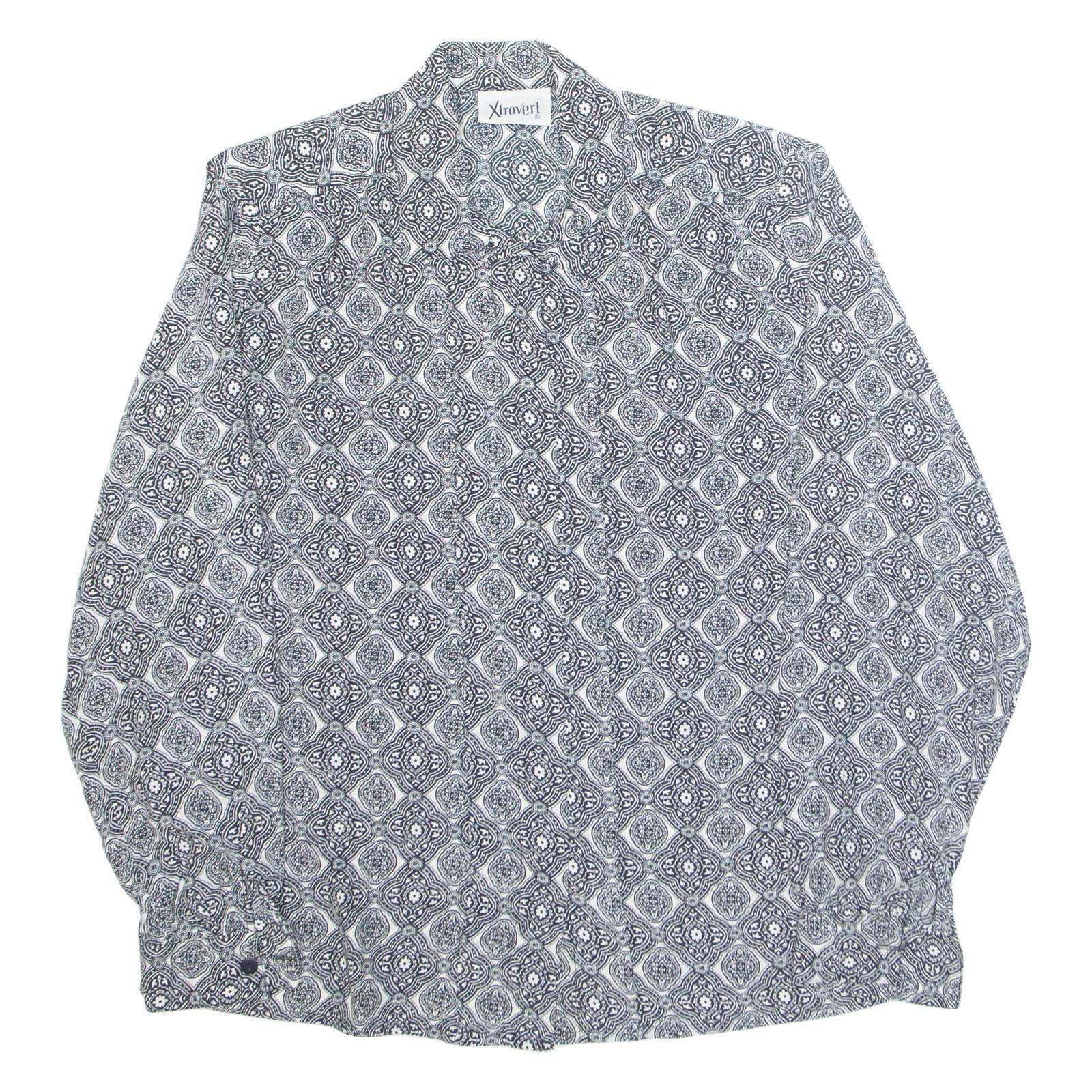 XTROVERT Womens Printed Shirt Black Collared Long Sleeve Geometric M