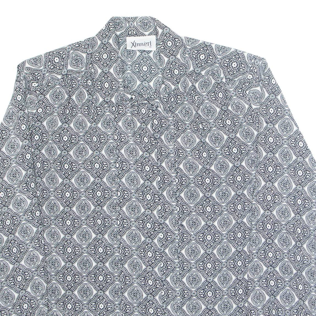 XTROVERT Womens Printed Shirt Black Collared Long Sleeve Geometric M