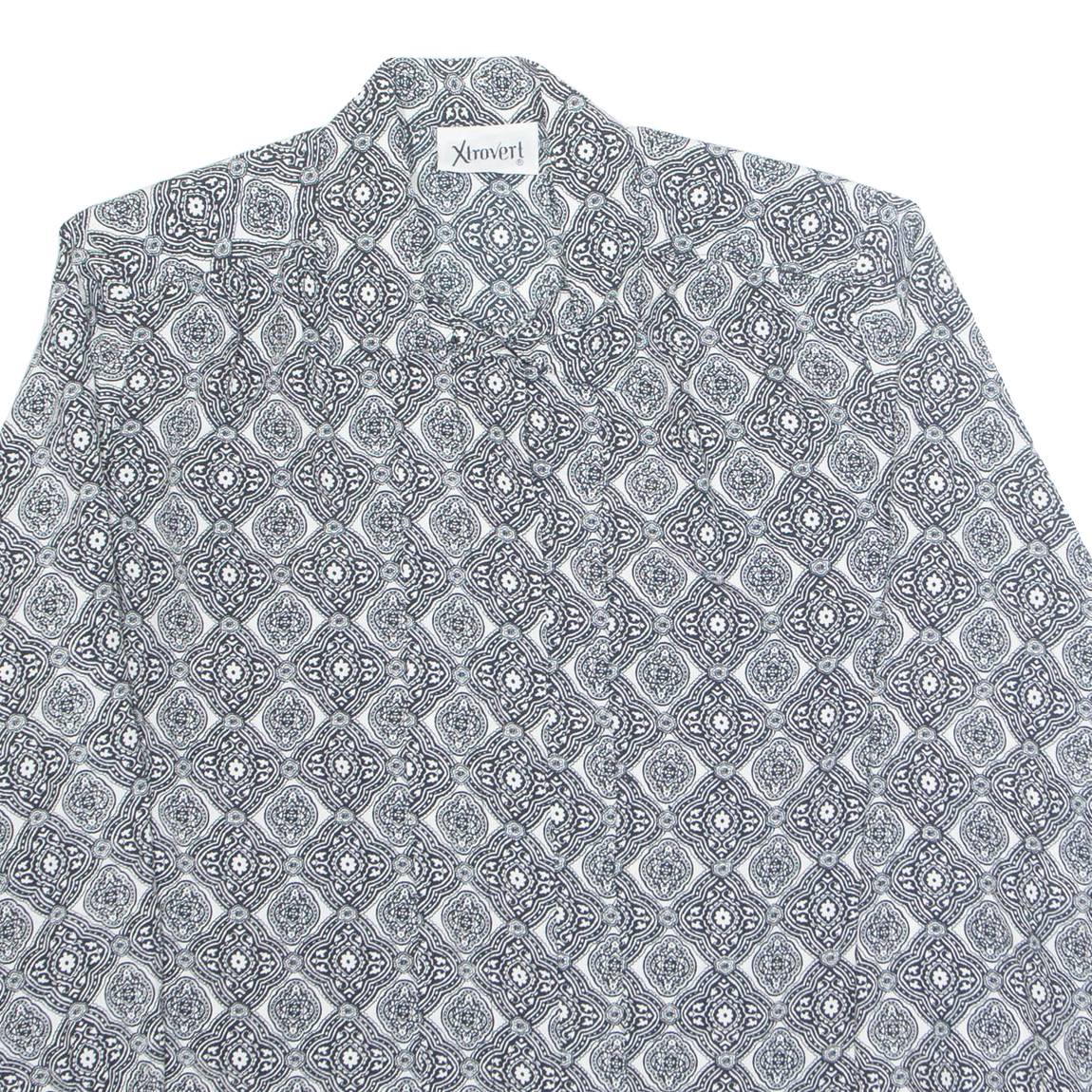 XTROVERT Womens Printed Shirt Black Collared Long Sleeve Geometric M
