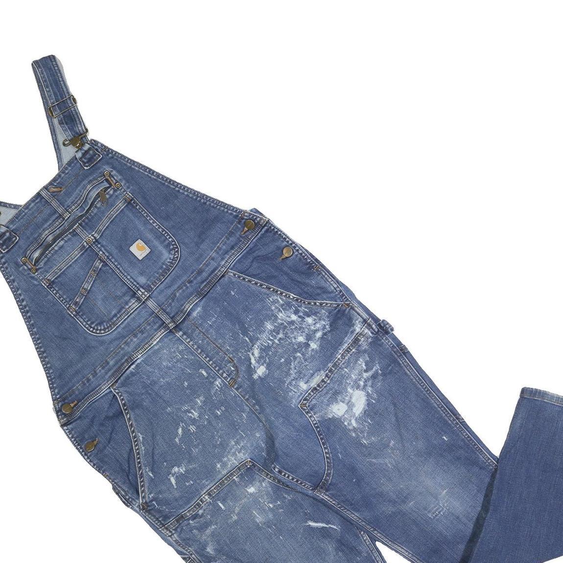 DICKIES Mens Blue Denim Dungarees Loose Cotton Blend L W40 L30 Painter Workwear