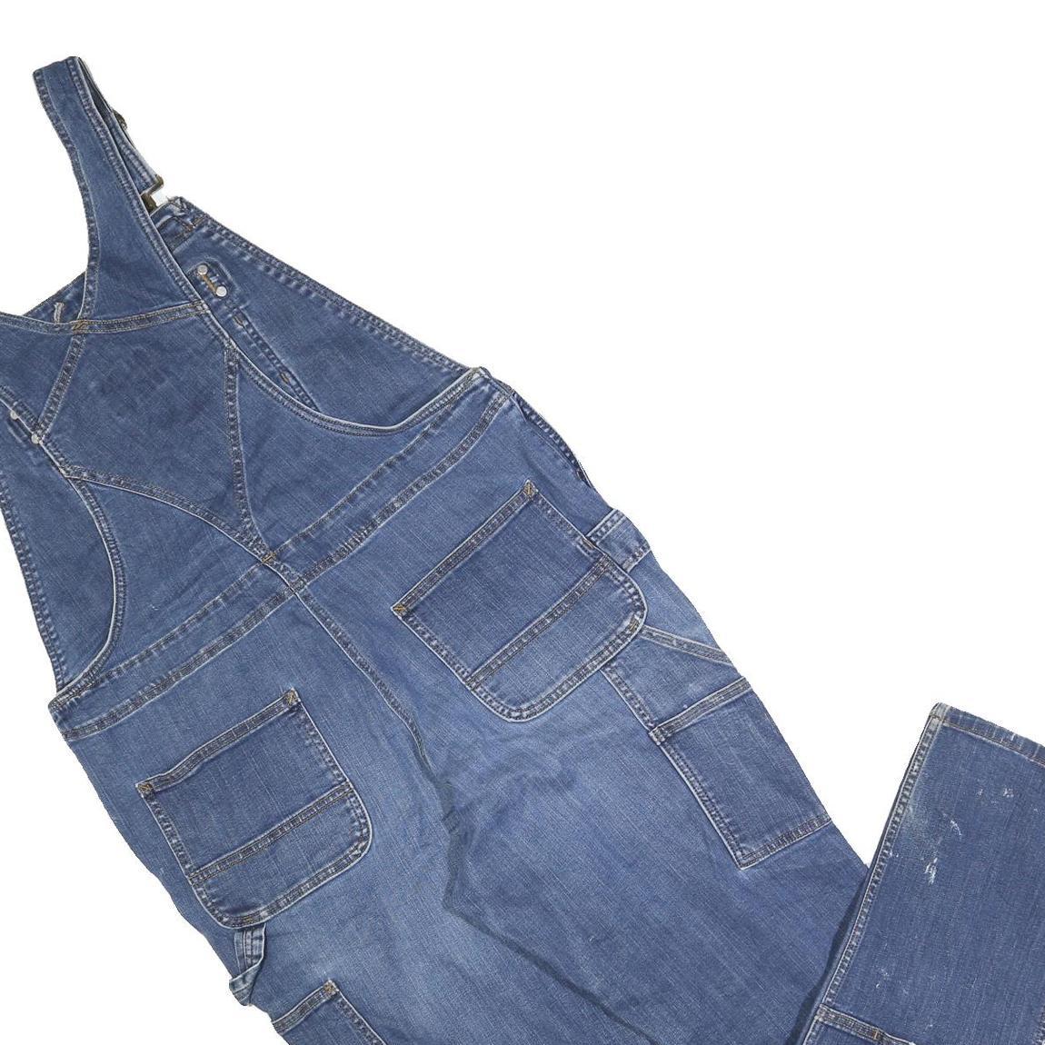 DICKIES Mens Blue Denim Dungarees Loose Cotton Blend L W40 L30 Painter Workwear