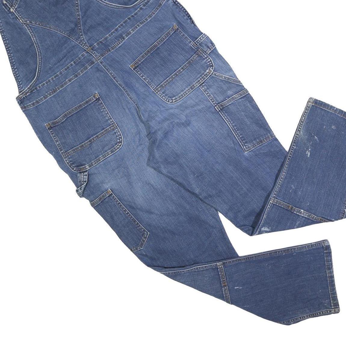 DICKIES Mens Blue Denim Dungarees Loose Cotton Blend L W40 L30 Painter Workwear