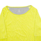 NIKE Womens Yellow Striped Plain Round Neck Basic Knit Jumper M Casual