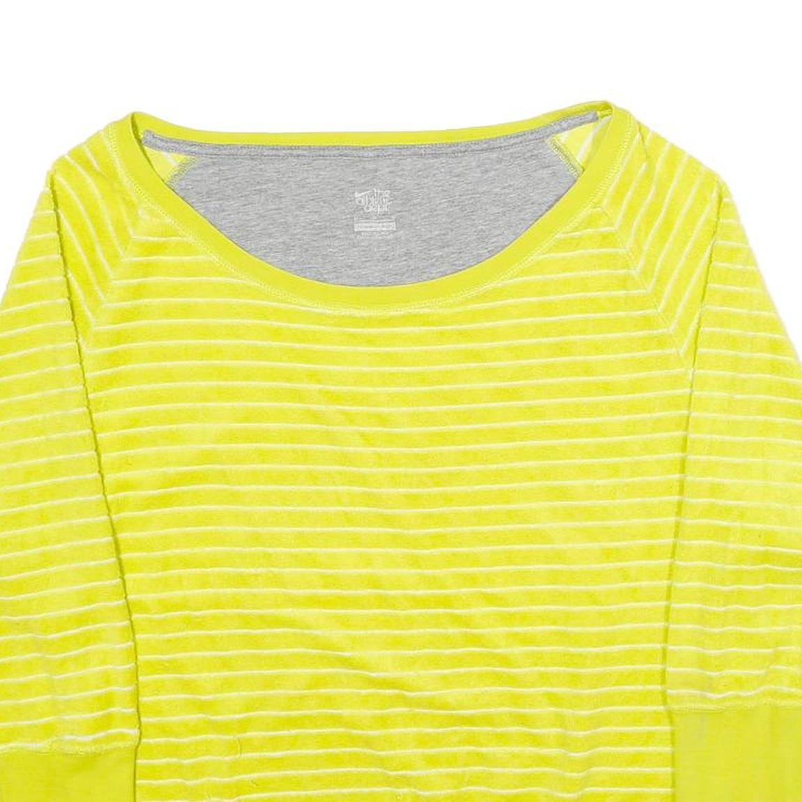 NIKE Womens Yellow Striped Plain Round Neck Basic Knit Jumper M Casual