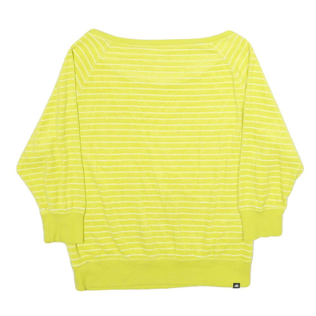 NIKE Womens Yellow Striped Plain Round Neck Basic Knit Jumper M Casual