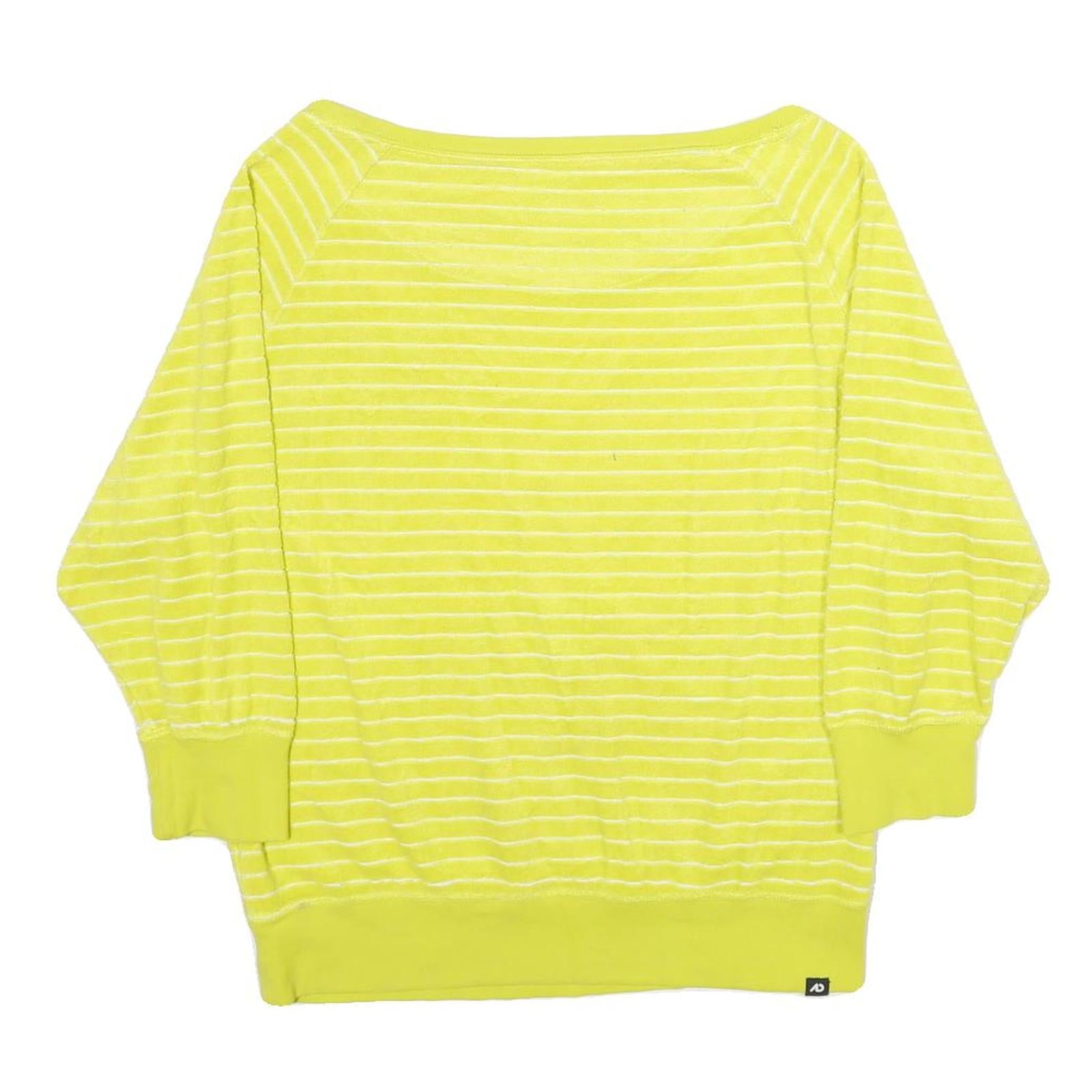 NIKE Womens Yellow Striped Plain Round Neck Basic Knit Jumper M Casual