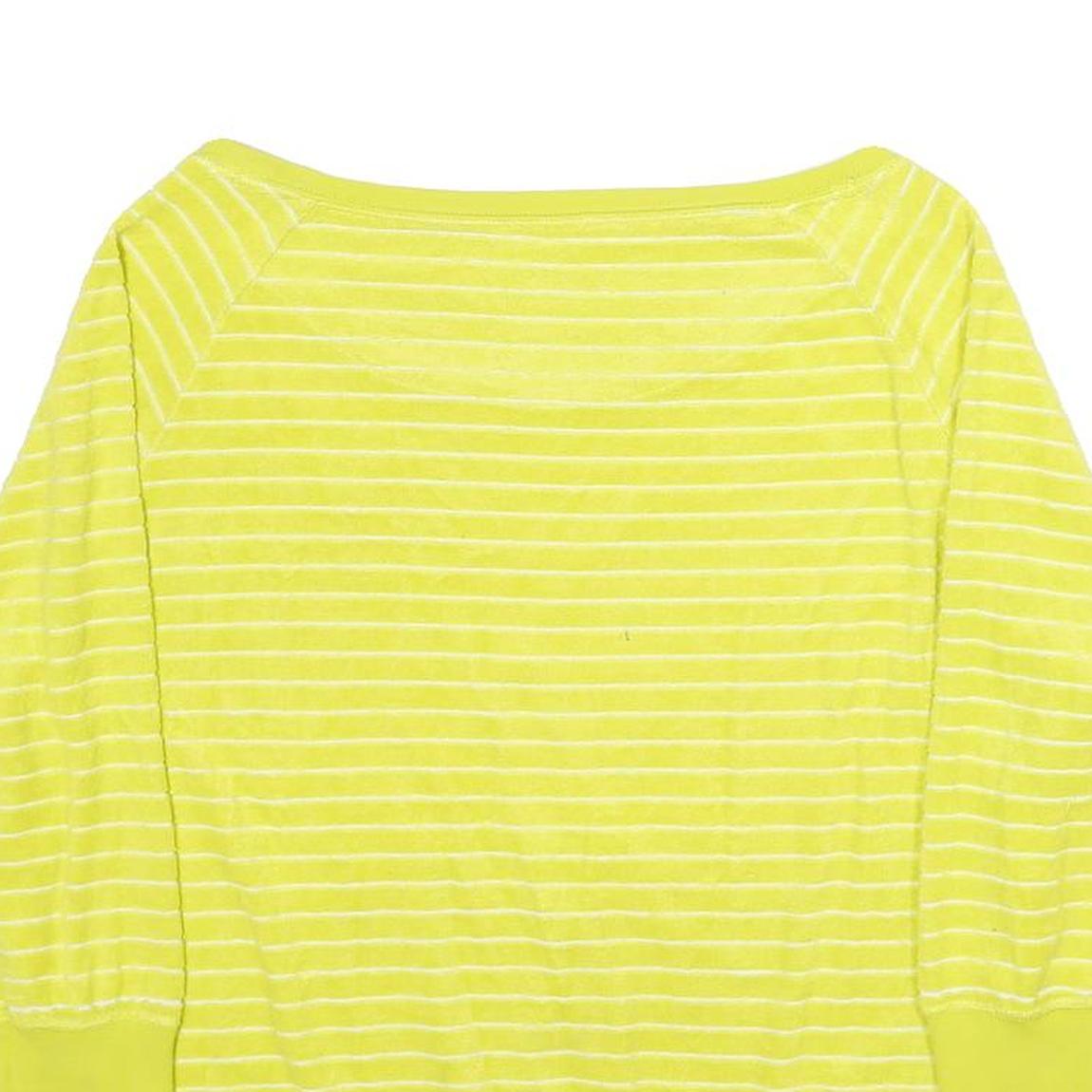 NIKE Womens Yellow Striped Plain Round Neck Basic Knit Jumper M Casual