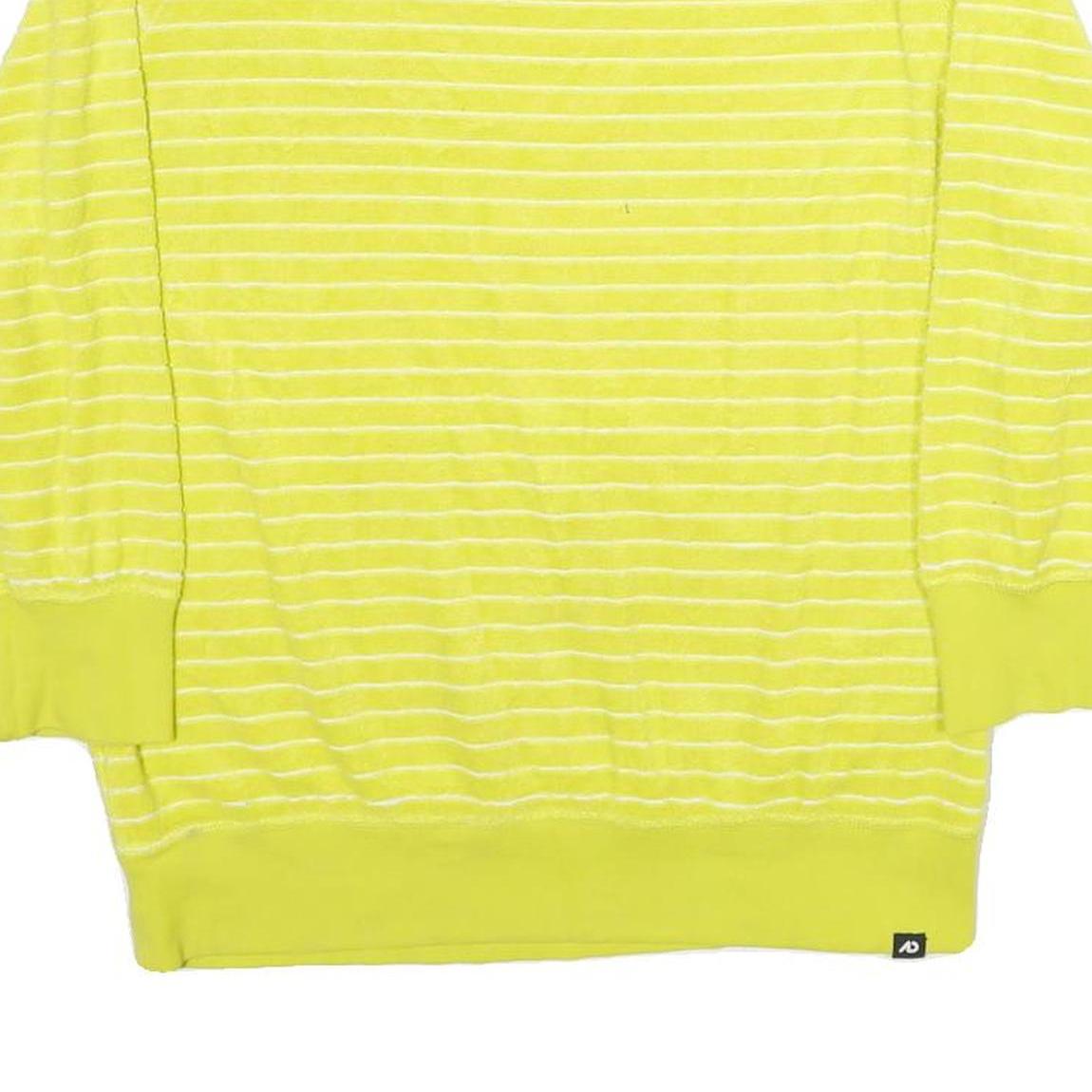 NIKE Womens Yellow Striped Plain Round Neck Basic Knit Jumper M Casual