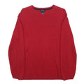 NAUTICA Womens Red Plain Crew Neck Basic Knit Jumper UK 16 Cotton Casual