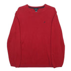 NAUTICA Womens Red Plain Crew Neck Basic Knit Jumper UK 16 Cotton Casual