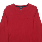 NAUTICA Womens Red Plain Crew Neck Basic Knit Jumper UK 16 Cotton Casual