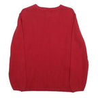 NAUTICA Womens Red Plain Crew Neck Basic Knit Jumper UK 16 Cotton Casual