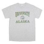 GILDAN Mens Grey University of Alaska Graphic T-Shirt M Short Sleeve Crew Neck