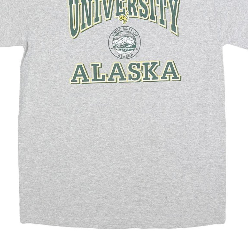 GILDAN Mens Grey University of Alaska Graphic T-Shirt M Short Sleeve Crew Neck