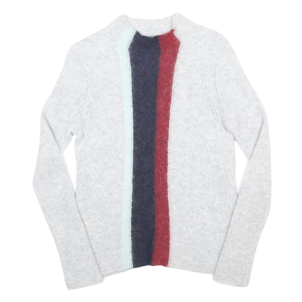 TOMMY HILFIGER Womens Grey Blue Red Wool Blend Patterned Crew Neck Basic Knit