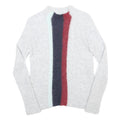TOMMY HILFIGER Womens Grey Blue Red Wool Blend Patterned Crew Neck Basic Knit