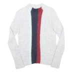 TOMMY HILFIGER Womens Grey Blue Red Wool Blend Patterned Crew Neck Basic Knit