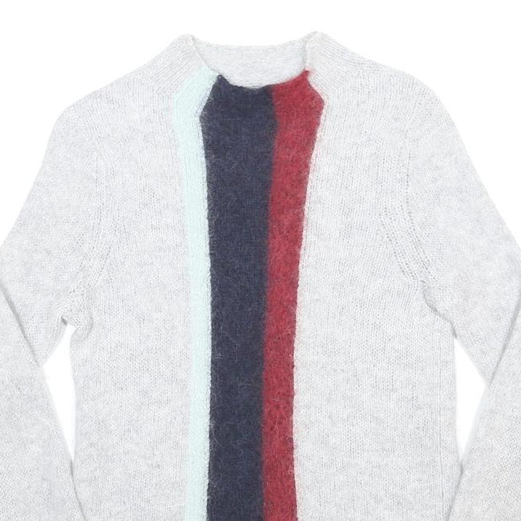 TOMMY HILFIGER Womens Grey Blue Red Wool Blend Patterned Crew Neck Basic Knit