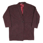 MOI Womens Maroon Burgundy Classic Jacket M Cotton Blend Plain Button Closure