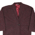 MOI Womens Maroon Burgundy Classic Jacket M Cotton Blend Plain Button Closure