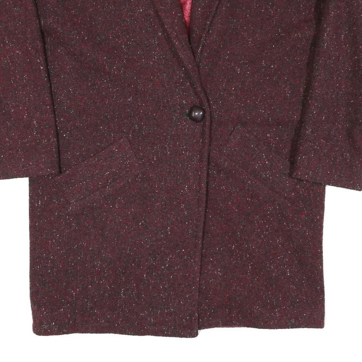 MOI Womens Maroon Burgundy Classic Jacket M Cotton Blend Plain Button Closure