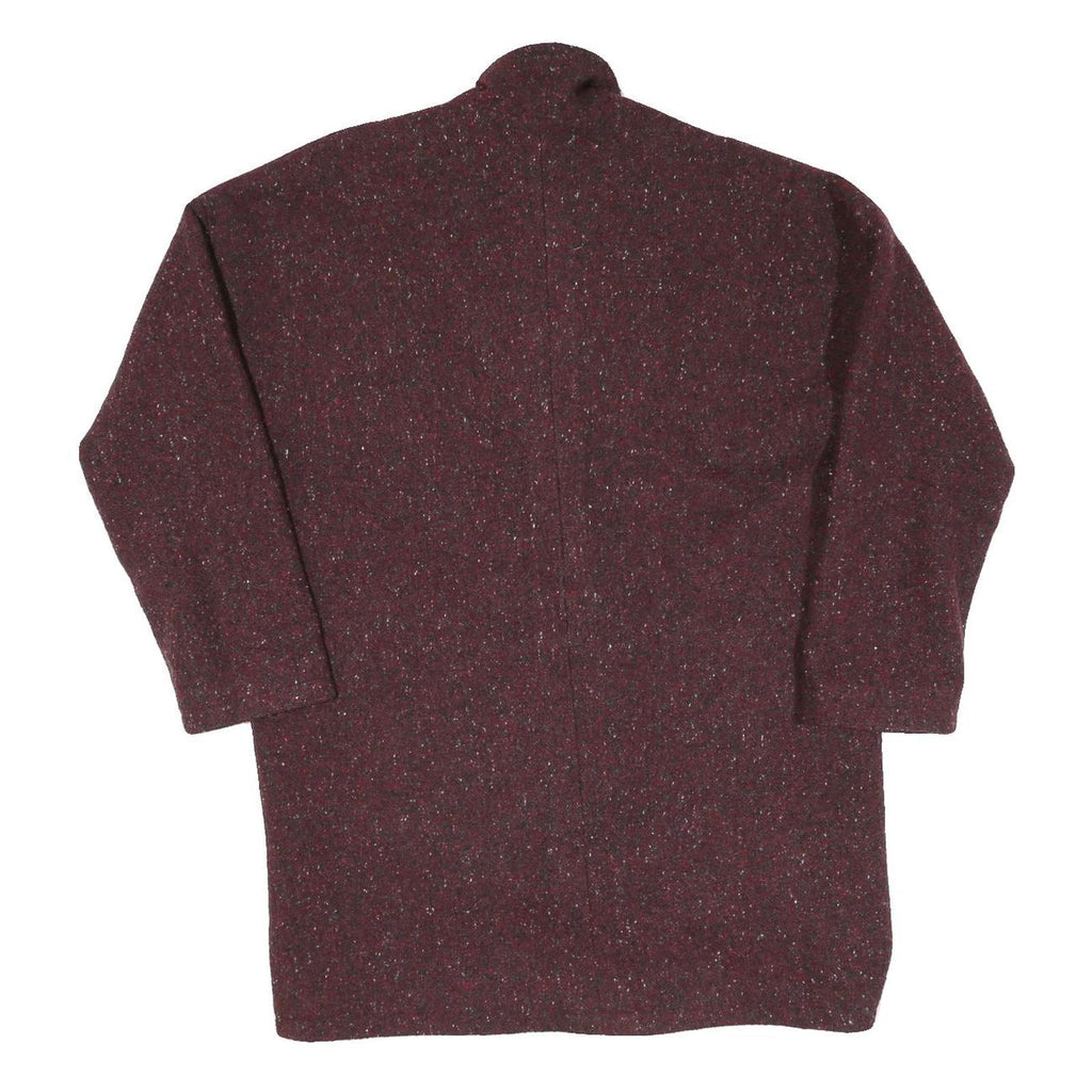 MOI Womens Maroon Burgundy Classic Jacket M Cotton Blend Plain Button Closure