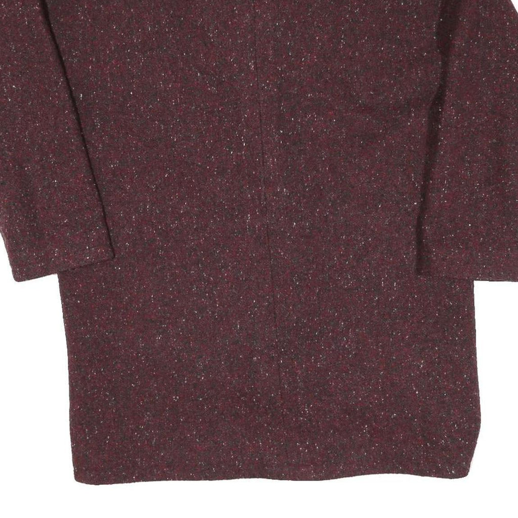 MOI Womens Maroon Burgundy Classic Jacket M Cotton Blend Plain Button Closure