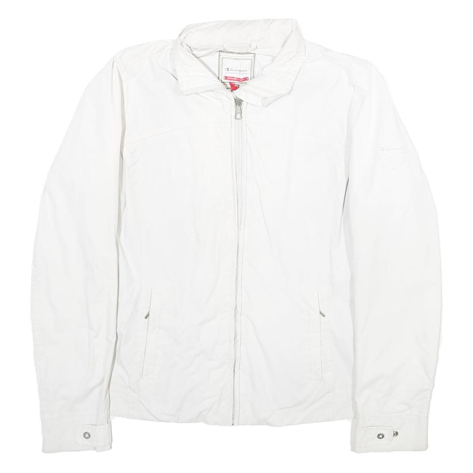CHAMPION Womens White Jacket M Polyester Zip Casual Lightweight Plain