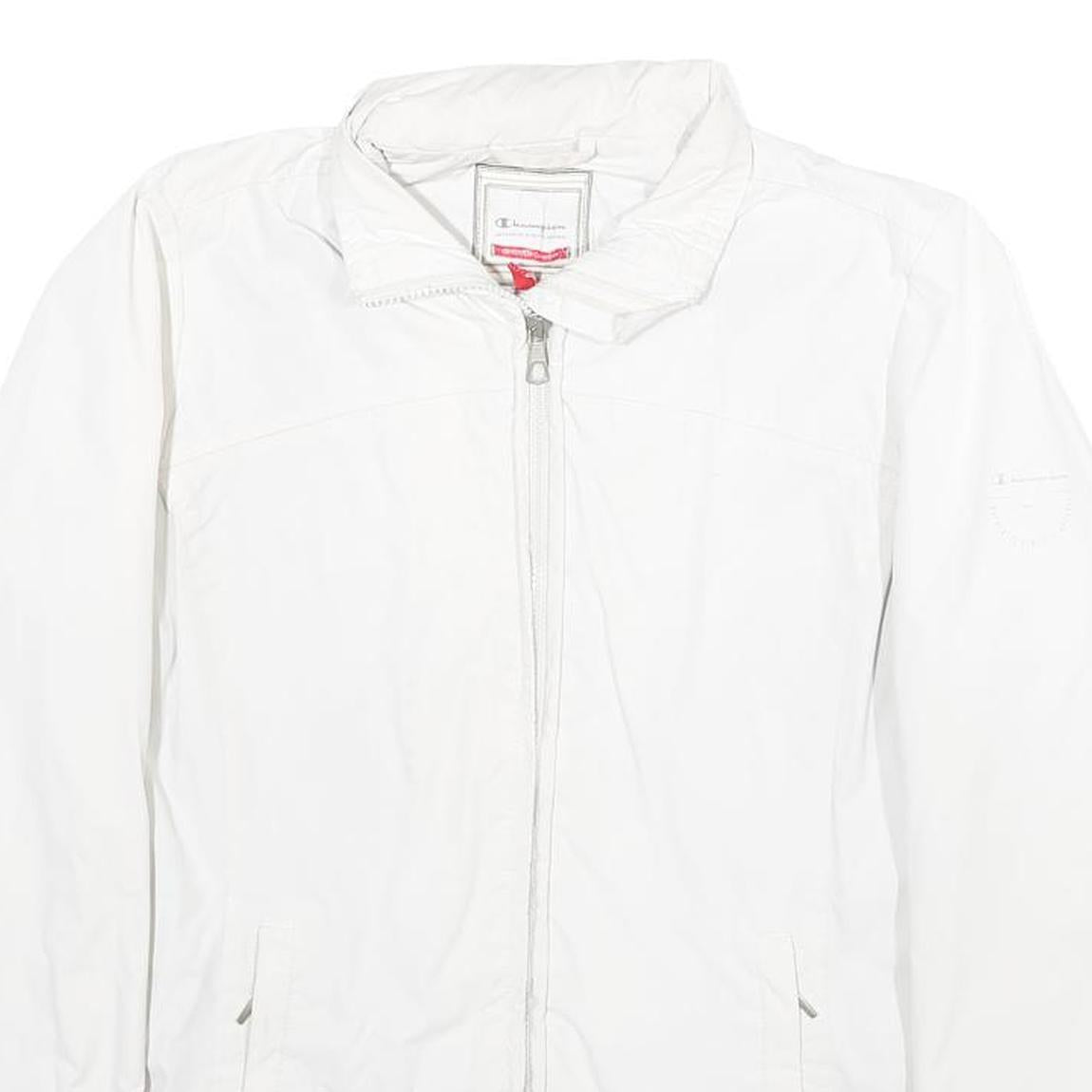 CHAMPION Womens White Jacket M Polyester Zip Casual Lightweight Plain
