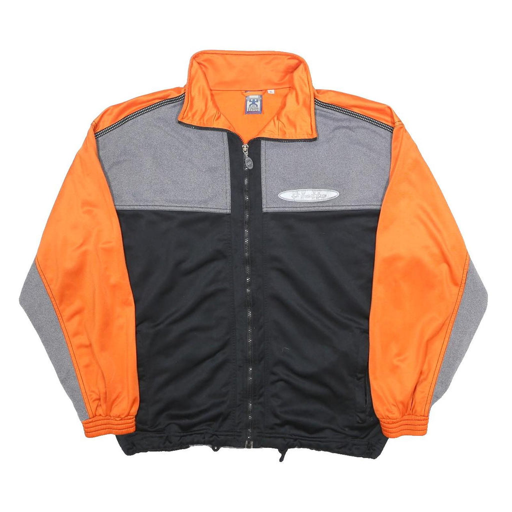LOTTO Mens Orange & Grey Track Jacket XL Polyester Blend Colourblock Zip Long