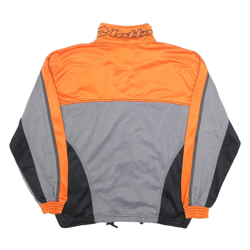 LOTTO Mens Orange & Grey Track Jacket XL Polyester Blend Colourblock Zip Long