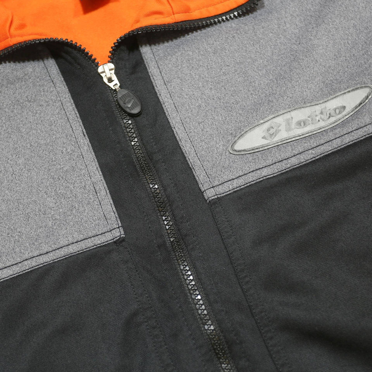 LOTTO Mens Orange & Grey Track Jacket XL Polyester Blend Colourblock Zip Long