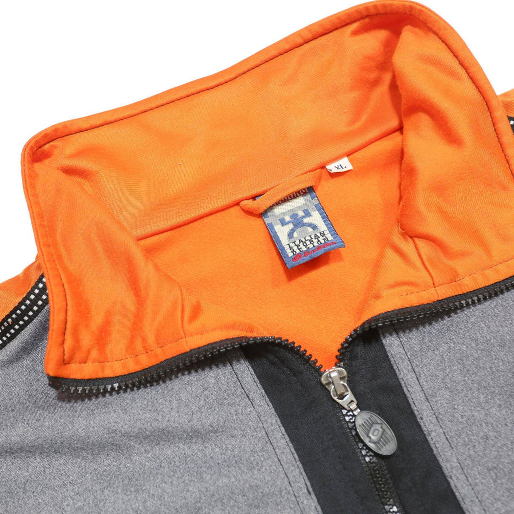 LOTTO Mens Orange & Grey Track Jacket XL Polyester Blend Colourblock Zip Long