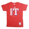 MAJESTIC Mens Red Texas Rangers Graphic T-Shirt M Crew Neck Short Sleeve