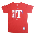 MAJESTIC Mens Red Texas Rangers Graphic T-Shirt M Crew Neck Short Sleeve