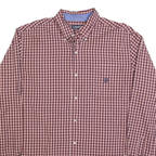 CHAPS Mens Red & Blue Check Shirt XL Button Down Collar Long Sleeve Classic Fit
