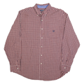 CHAPS Mens Red & Blue Check Shirt XL Button Down Collar Long Sleeve Classic Fit