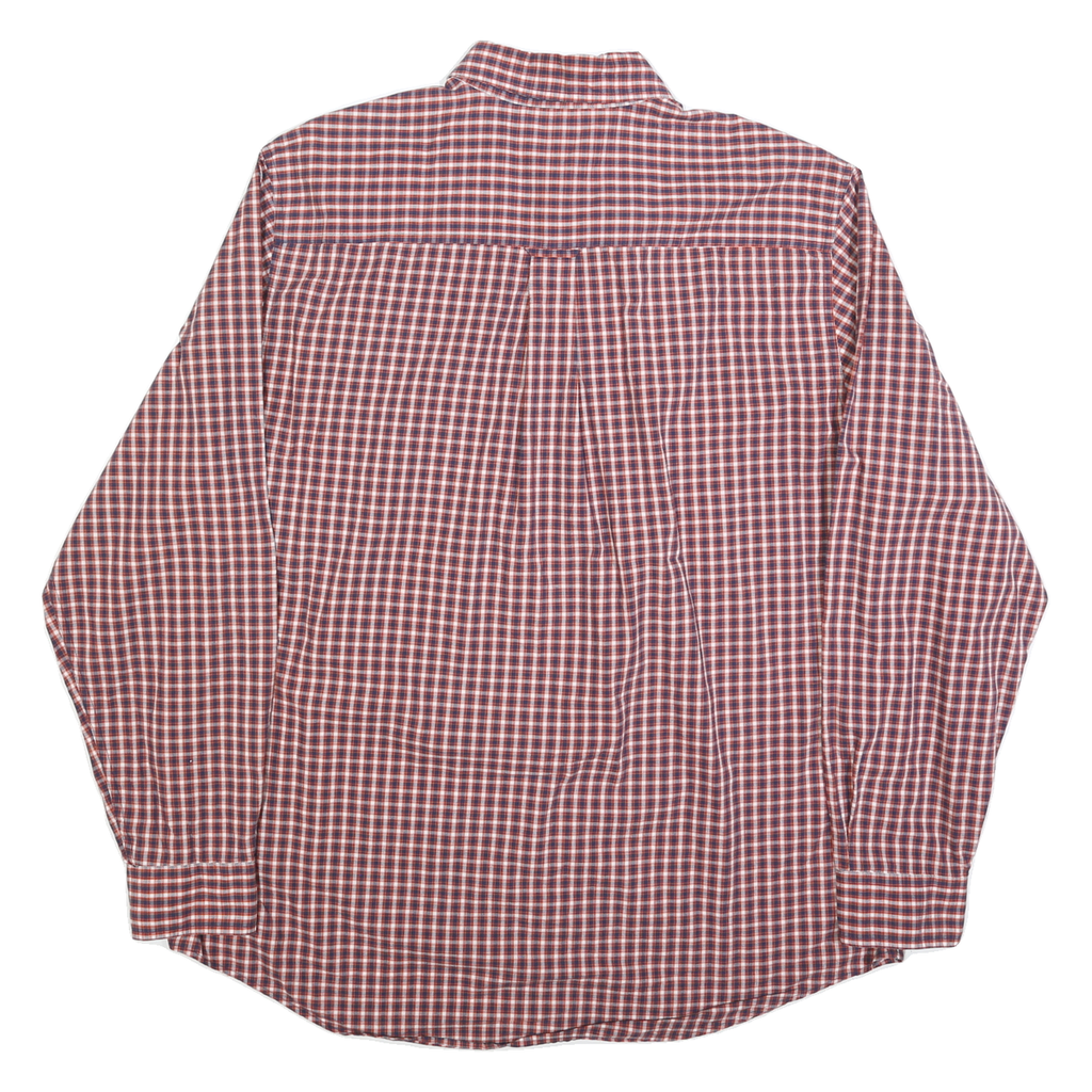 CHAPS Mens Red & Blue Check Shirt XL Button Down Collar Long Sleeve Classic Fit