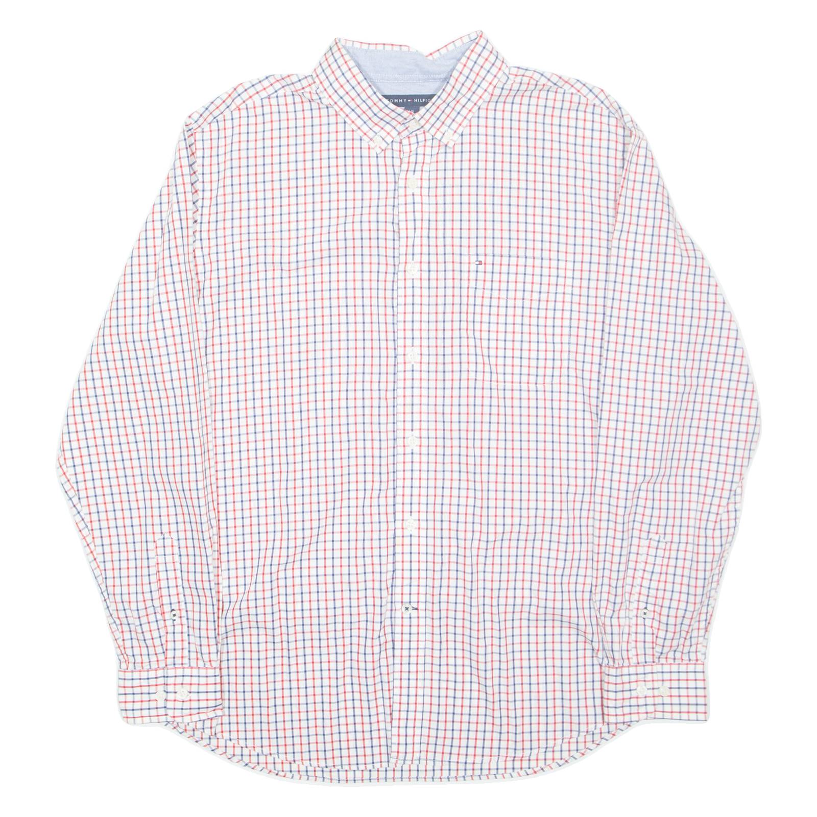 TOMMY HILFIGER Mens Shirt Red Check Long Sleeve L
