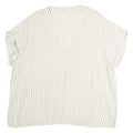 GAP Womens Cream & White Striped V-Neck Short Sleeve Top XL Lightweight Casual