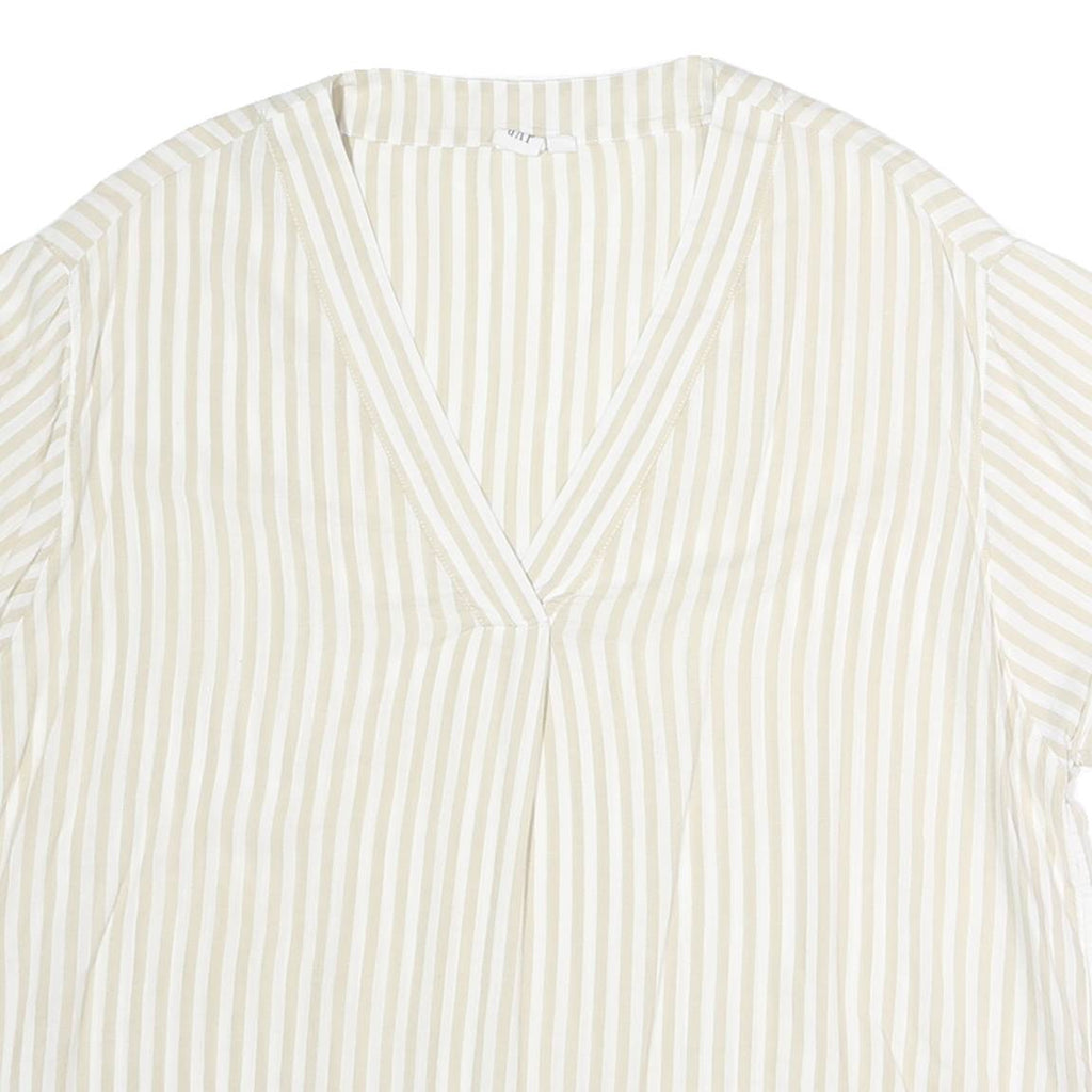 GAP Womens Cream & White Striped V-Neck Short Sleeve Top XL Lightweight Casual