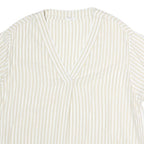 GAP Womens Cream & White Striped V-Neck Short Sleeve Top XL Lightweight Casual