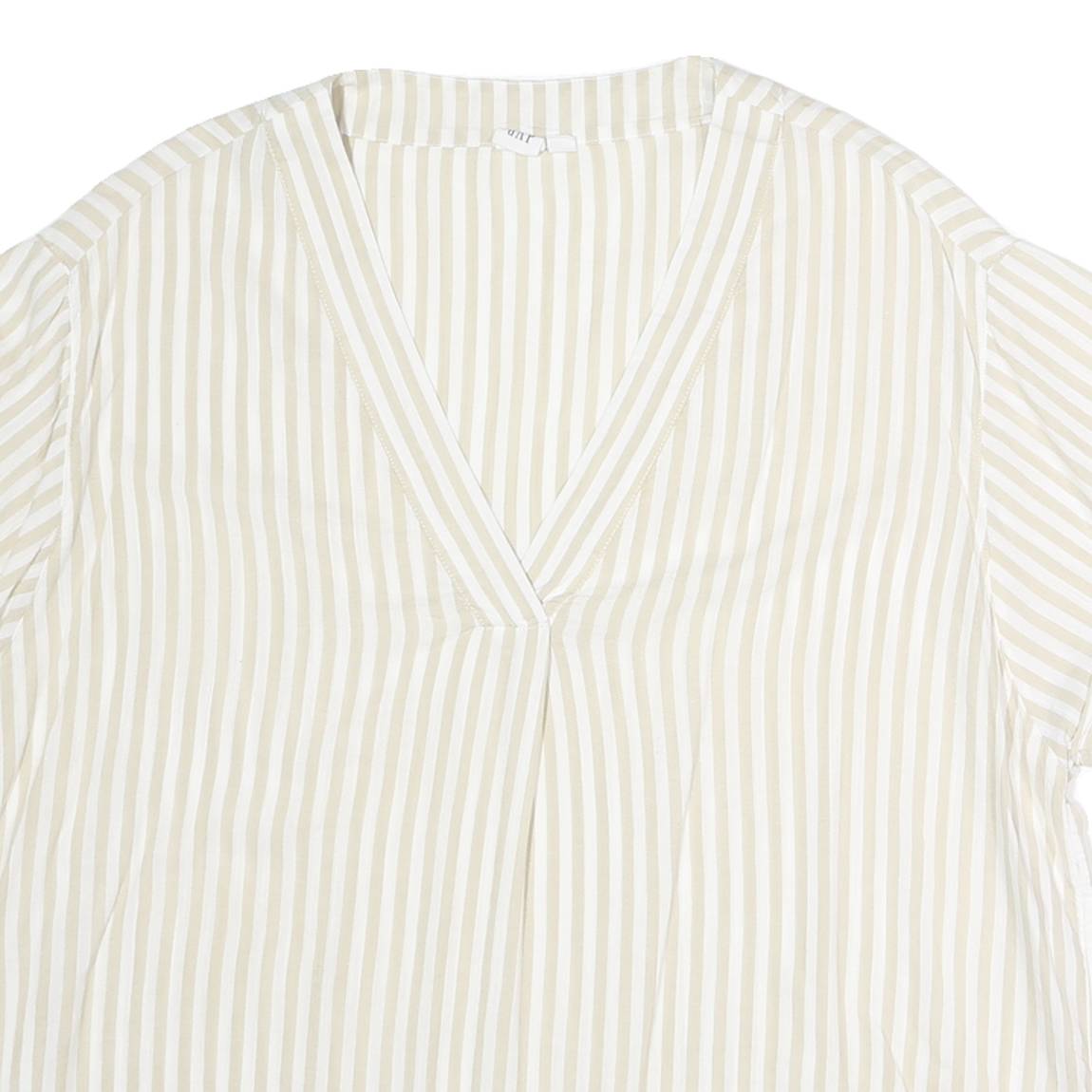 GAP Womens Cream & White Striped V-Neck Short Sleeve Top XL Lightweight Casual