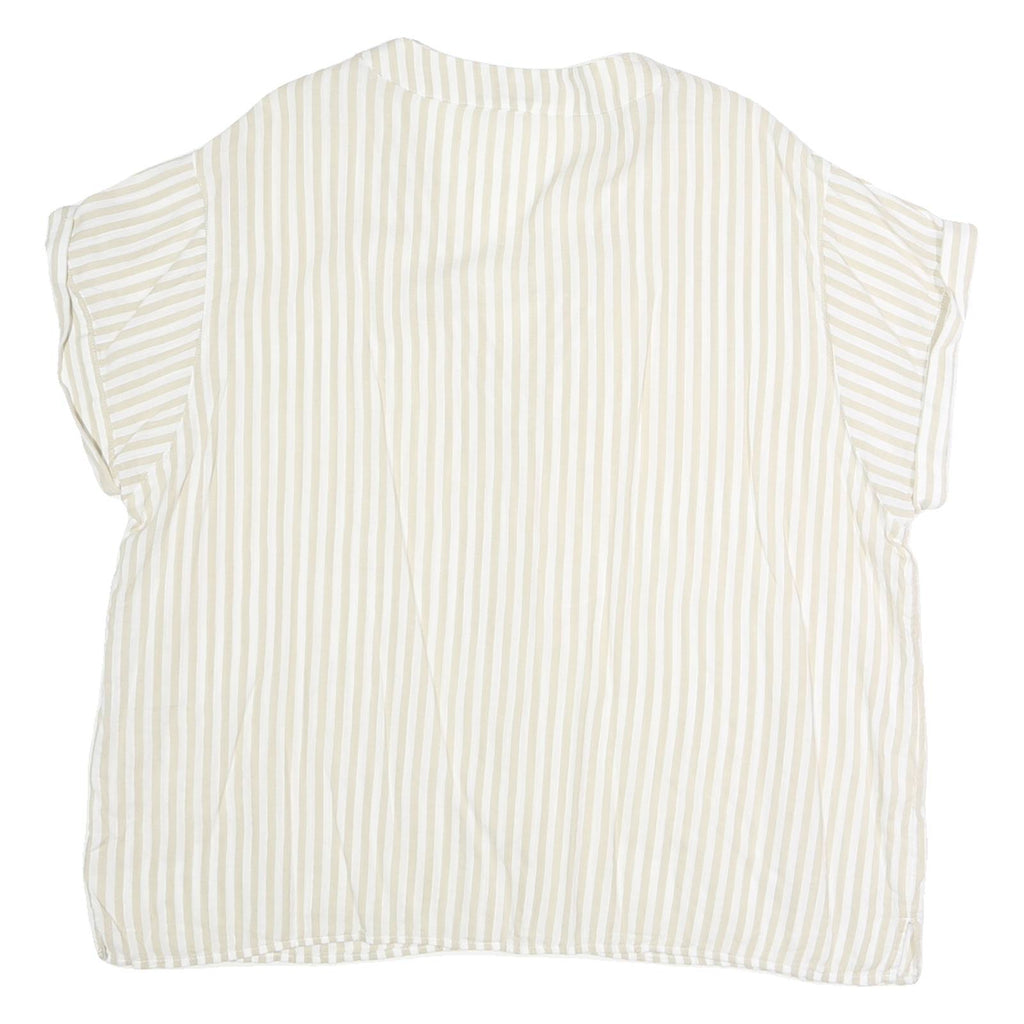 GAP Womens Cream & White Striped V-Neck Short Sleeve Top XL Lightweight Casual