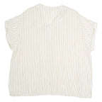 GAP Womens Cream & White Striped V-Neck Short Sleeve Top XL Lightweight Casual