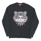 KENZO Mens Black Cotton Blend Crew Neck S Tiger Logo Sweatshirt