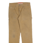 DICKIES Mens Cotton Blend Beige Regular Fit Straight Leg Trousers W30 L30